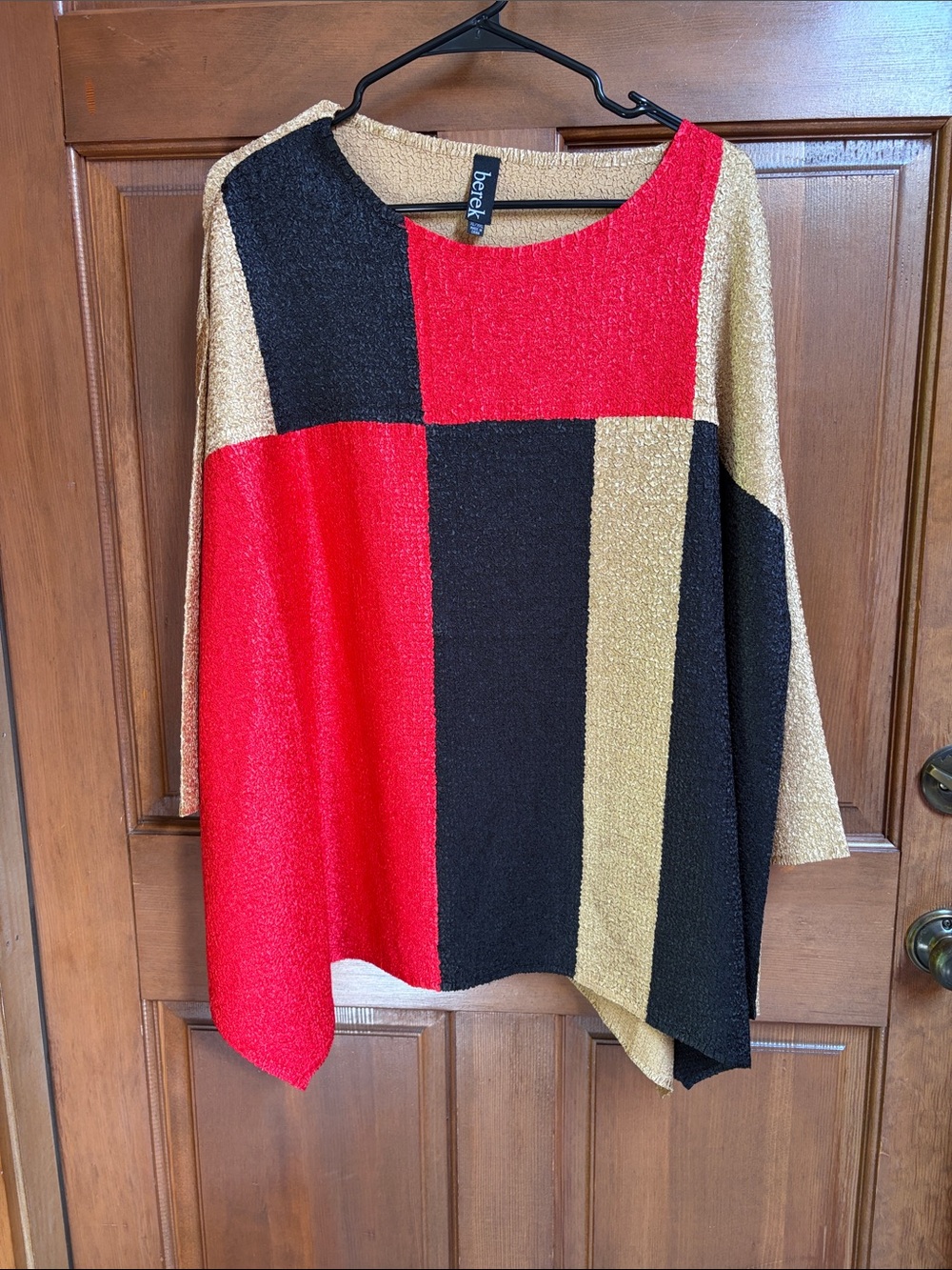 berek Colorblock Pullover in Red, Black & Gold Size XL